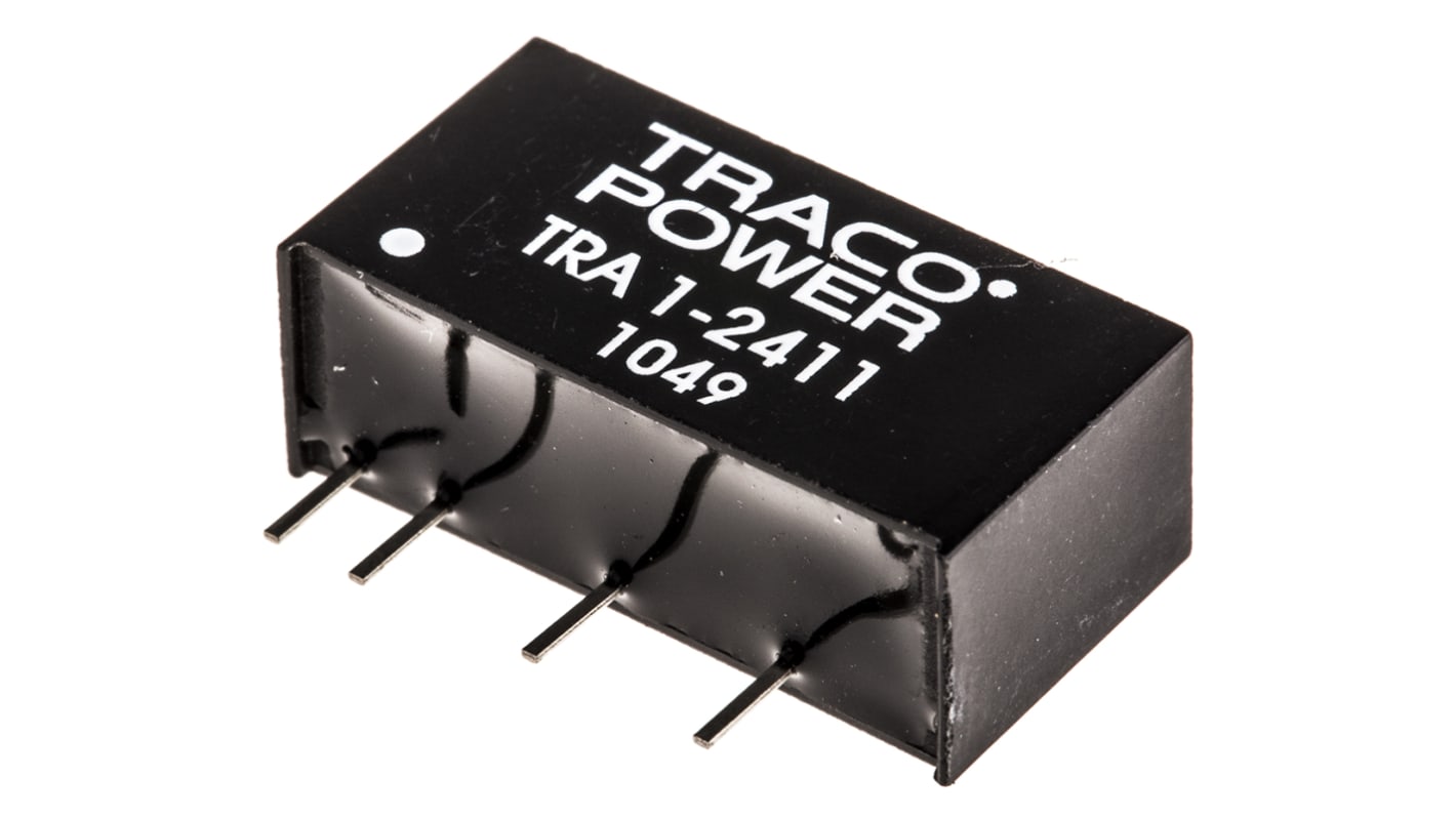 TRACOPOWER TRA 1 DC-DC Converter, 5V dc/ 200mA Output, 21.6 → 26.4 V dc Input, 1W, Through Hole, +85°C Max Temp