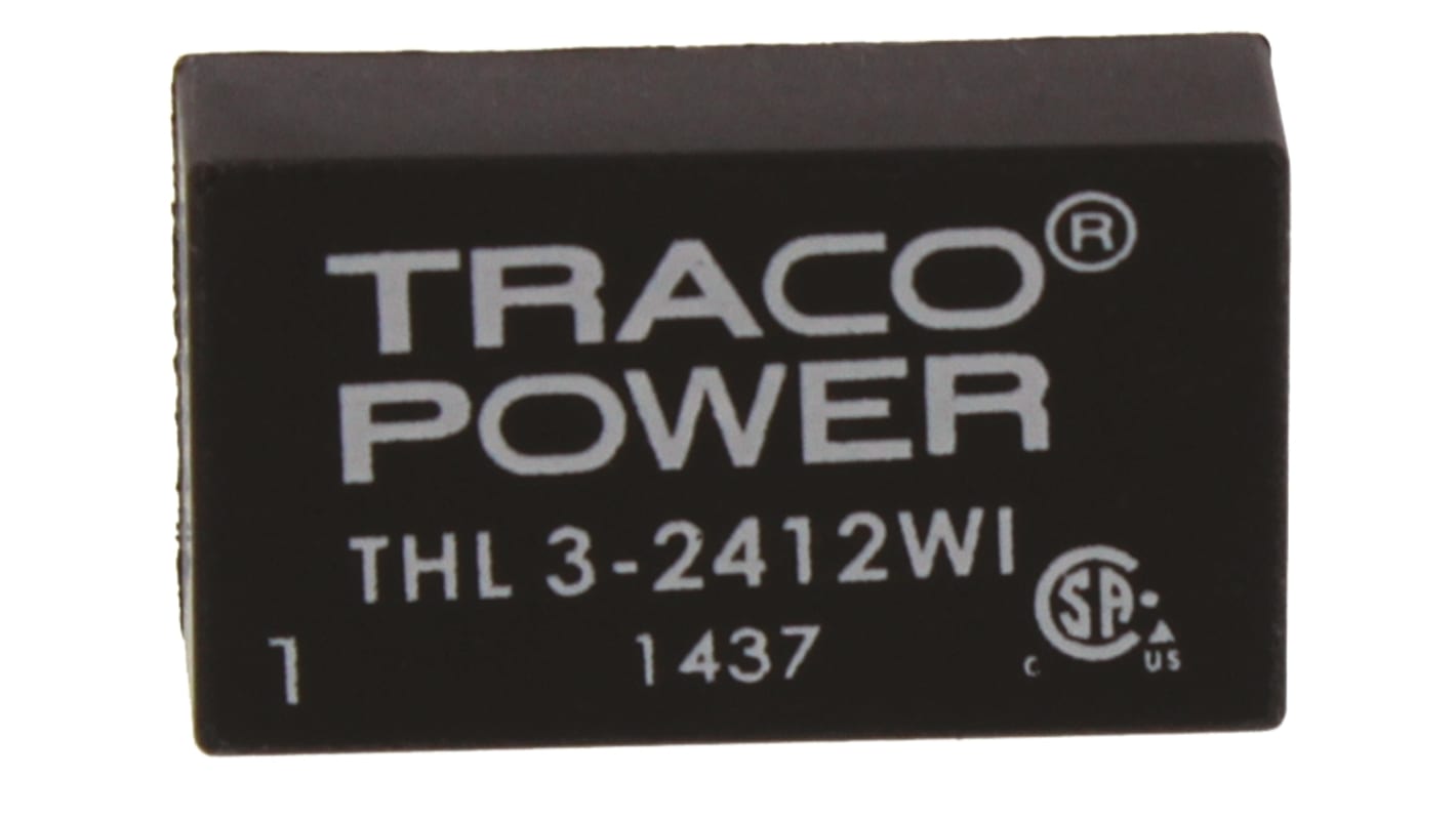 TRACOPOWER THL 3WI DC/DC-Wandler 3W 24 V dc IN, 12V dc OUT / 250mA Durchsteckmontage 1.5kV dc isoliert