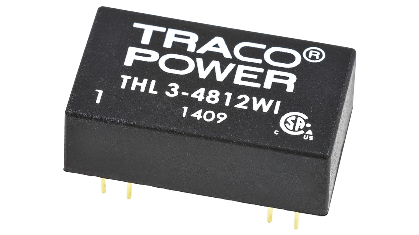 TRACOPOWER THL 3WI DC/DC-Wandler 3W 48 V dc IN, 12V dc OUT / 250mA Durchsteckmontage 1.5kV dc isoliert