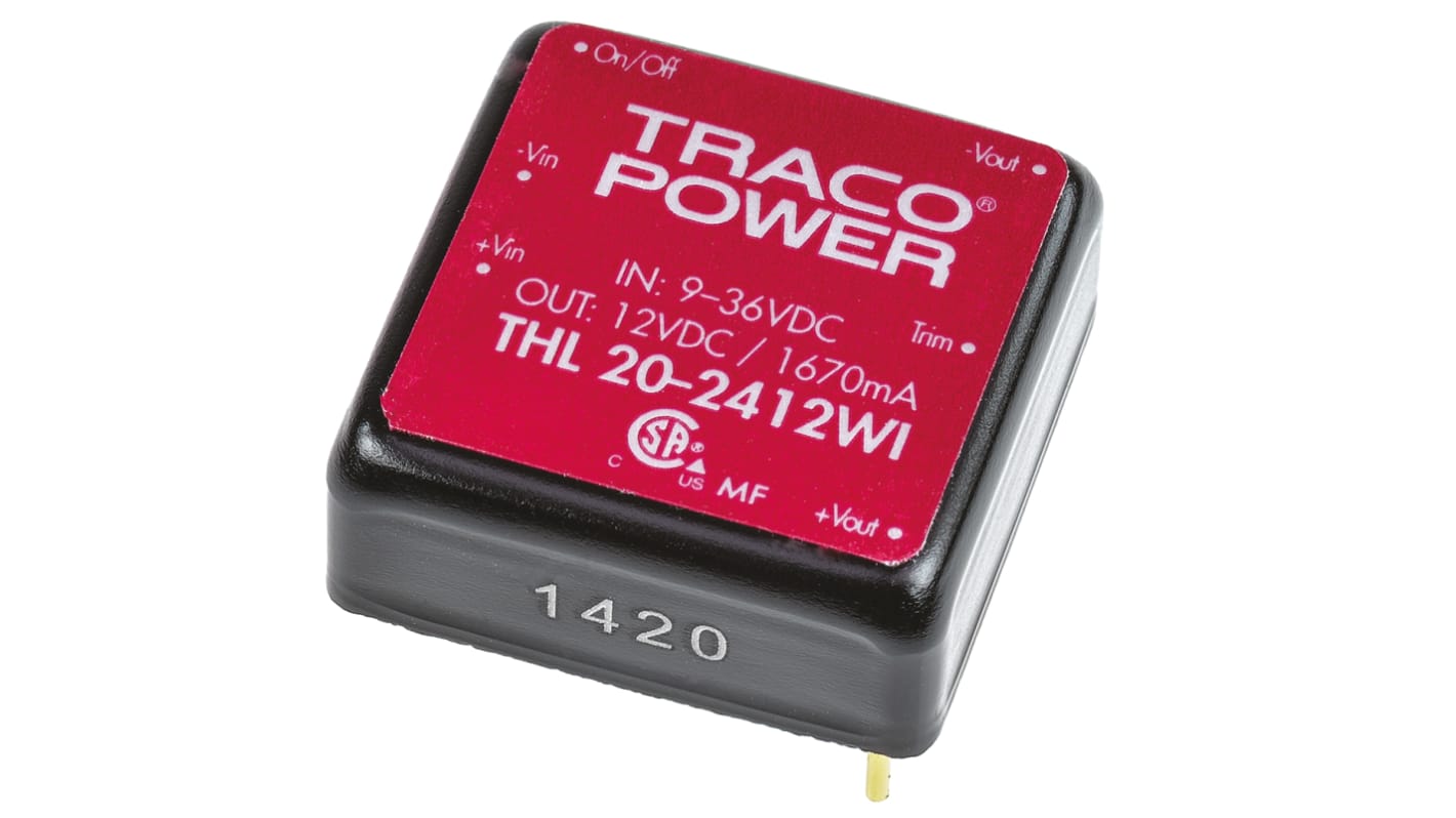 Convertitore c.c.-c.c. 20W, Vin 9 → 36 V c.c., Vout 12V cc, 1.5kV cc