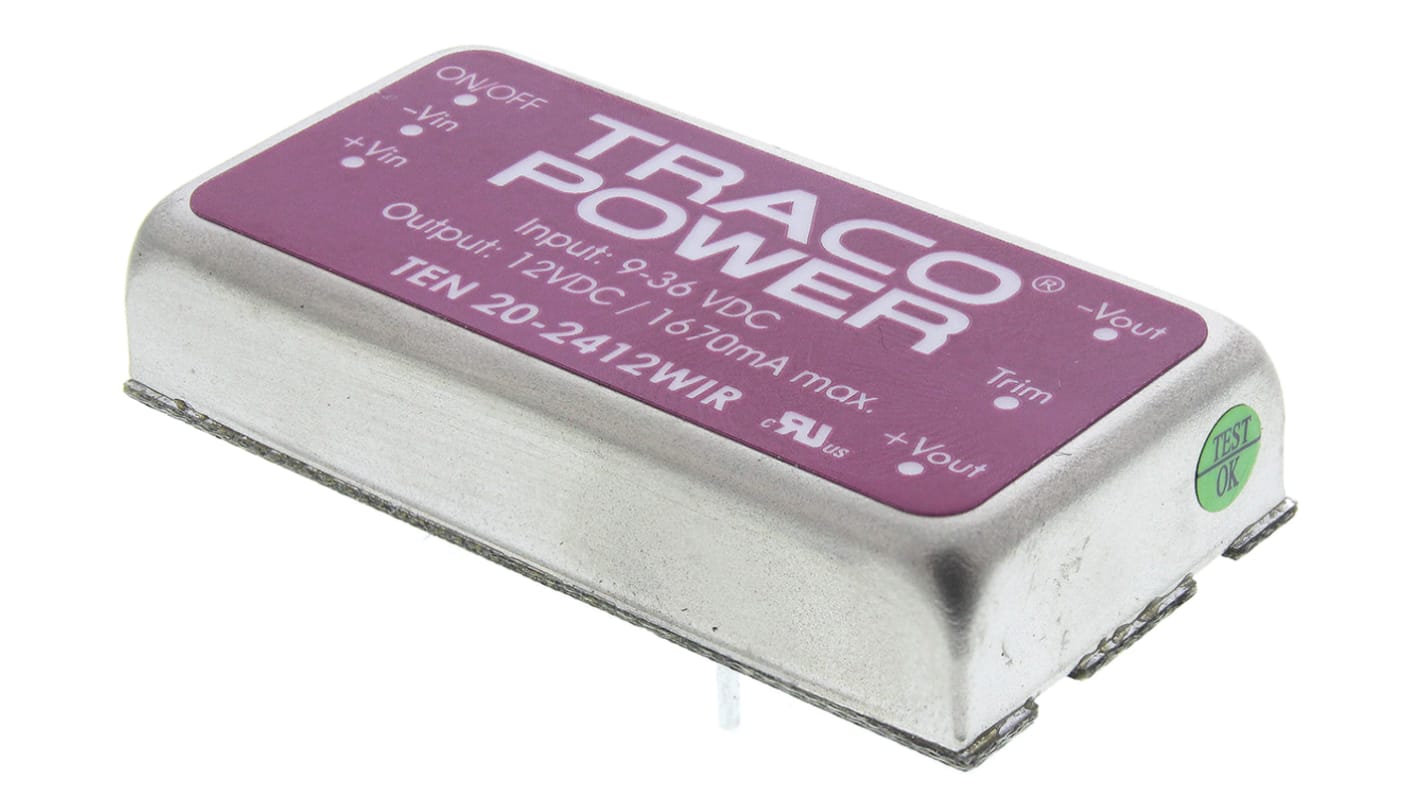 Convertidor dc-dc 20W, Salida 12V dc, 1.67A, ±0.5% Sí No