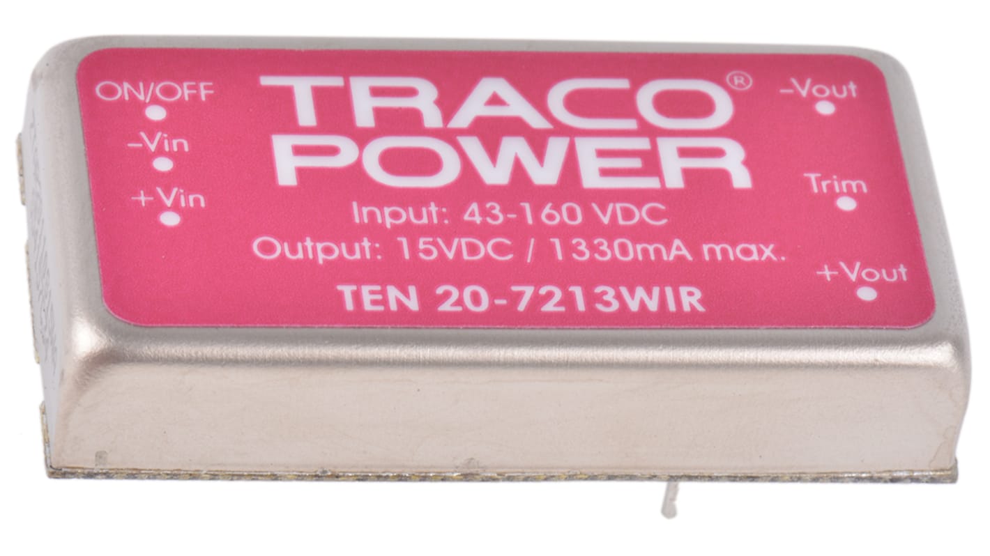 Convertidor dc-dc 20W, Salida 15V dc, 1.33A, ±0.5% Sí No