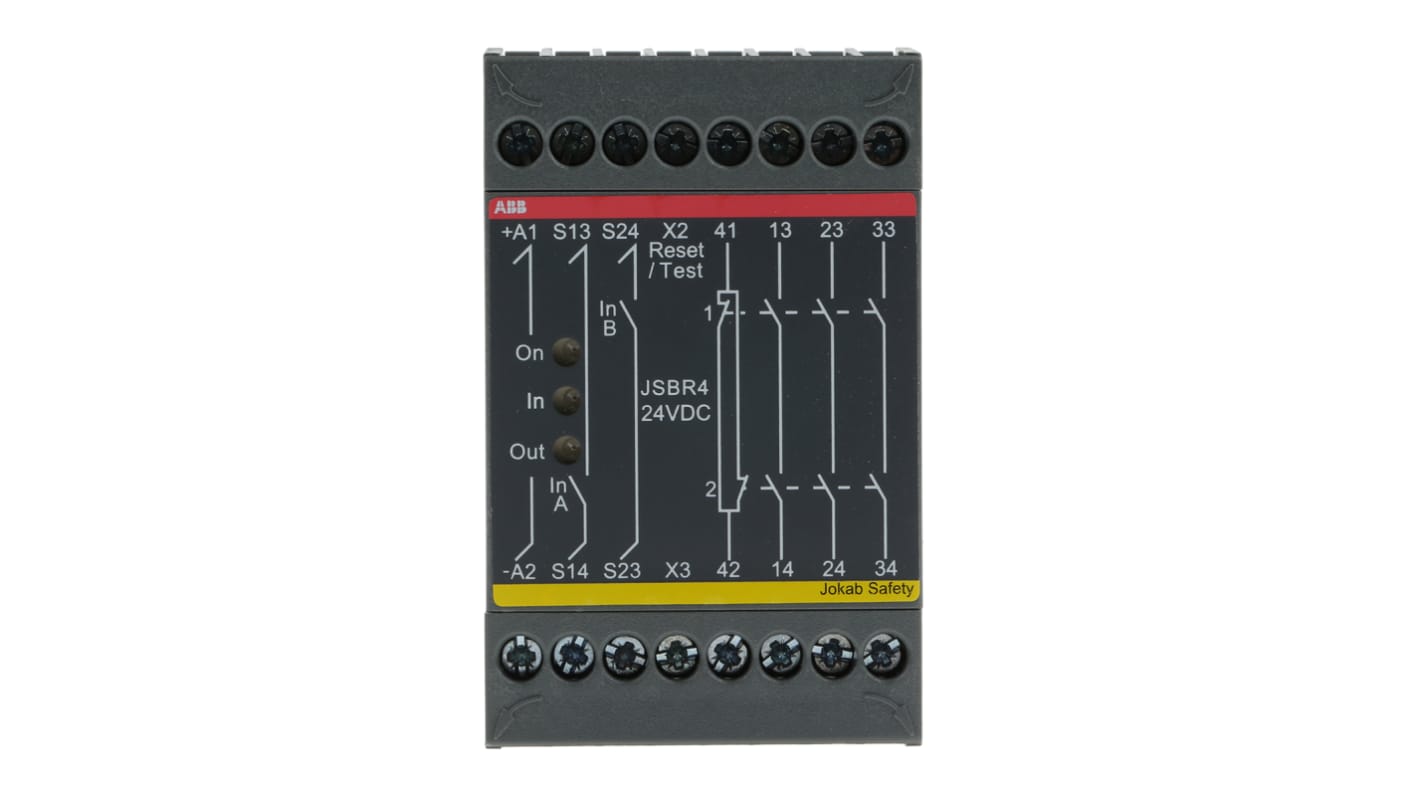 ABB Dual-Channel Two Hand Control Safety Relay, 24V dc, 4 Safety Contacts