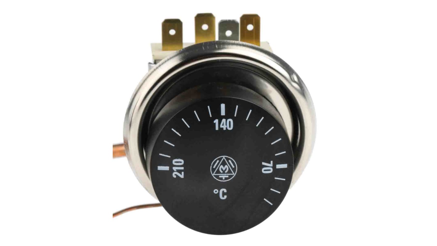 RS PRO Capillary Thermostat, +210°C Max, SPDT, Automatic Reset, Panel Mount