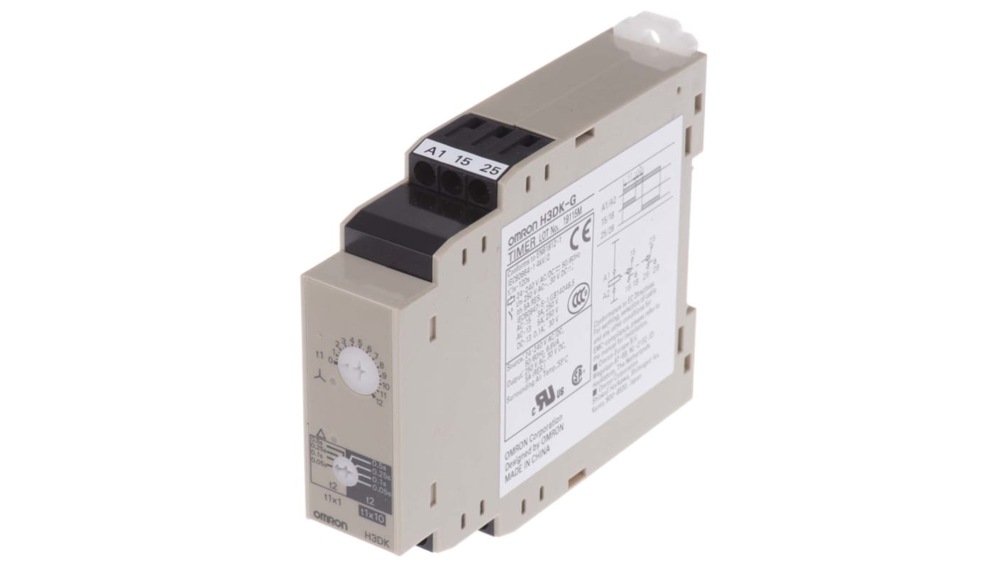 Omron H3DK Zeitrelais, DIN-Schienen, 1 → 12s, 24 → 240V ac/dc, 2 Kont. Einfach