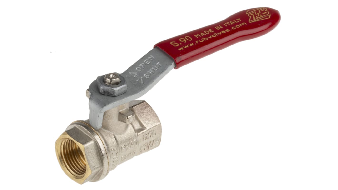 RS PRO Brass Full Bore, 2 Way, Ball Valve, Threaded, BSPP 3/8in, 30 → 40bar Operating Pressure