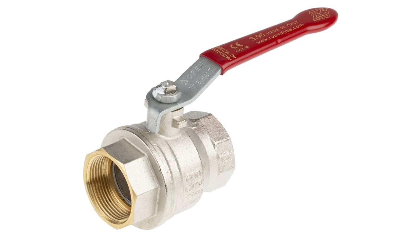 RS PRO Brass Full Bore, 2 Way, Ball Valve, BSPP 38.1mm, 40 → 30bar Operating Pressure