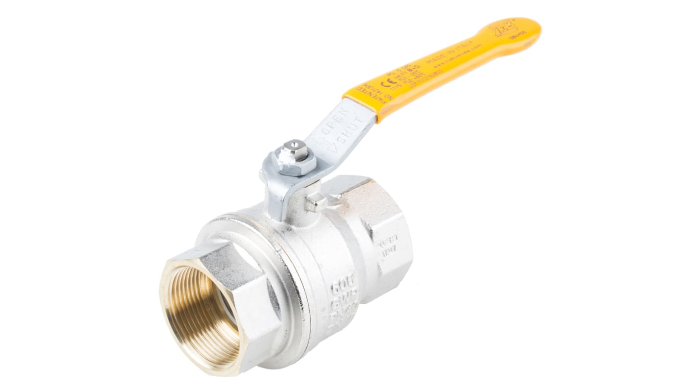RS PRO Brass Full Bore, 2 Way, Ball Valve, Threaded, BSPP 38.1mm, 40 → 30bar Operating Pressure
