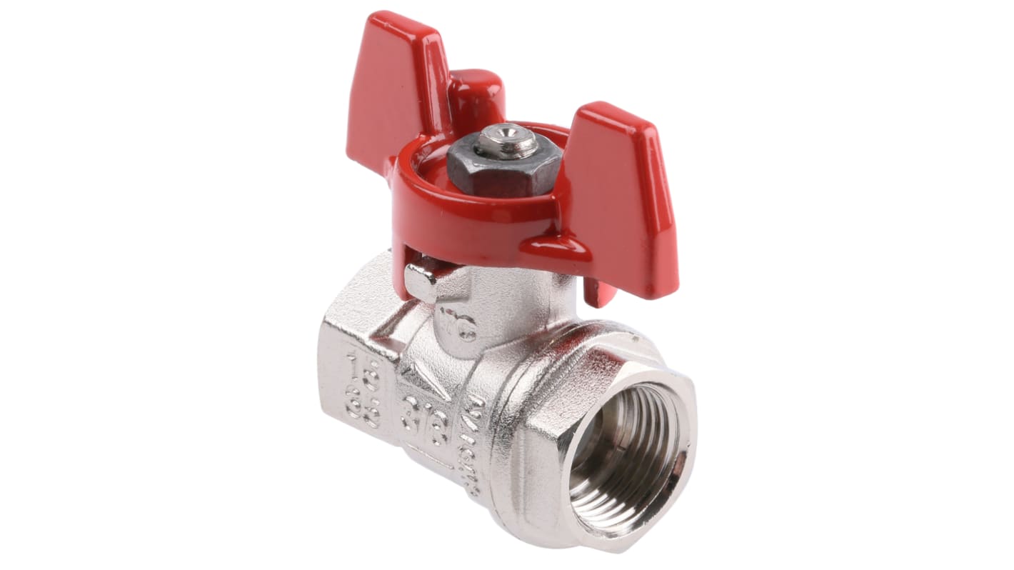RS PRO Brass Full Bore, 2 Way, Ball Valve, BSPP 3/8in, 40 → 30bar Operating Pressure