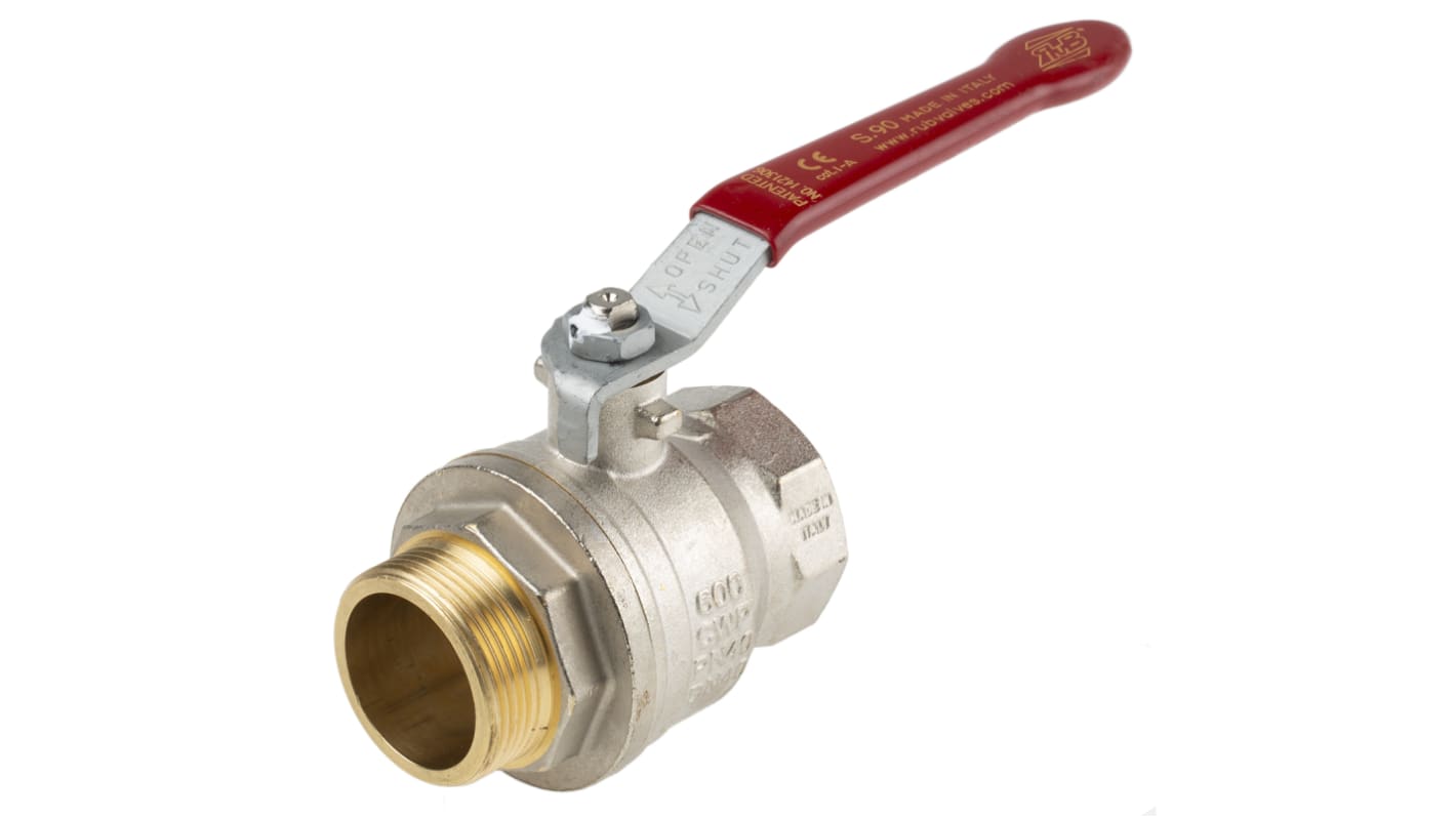 RS PRO Brass Full Bore, 2 Way, Ball Valve, BSPP 38.1mm, 40 → 30bar Operating Pressure