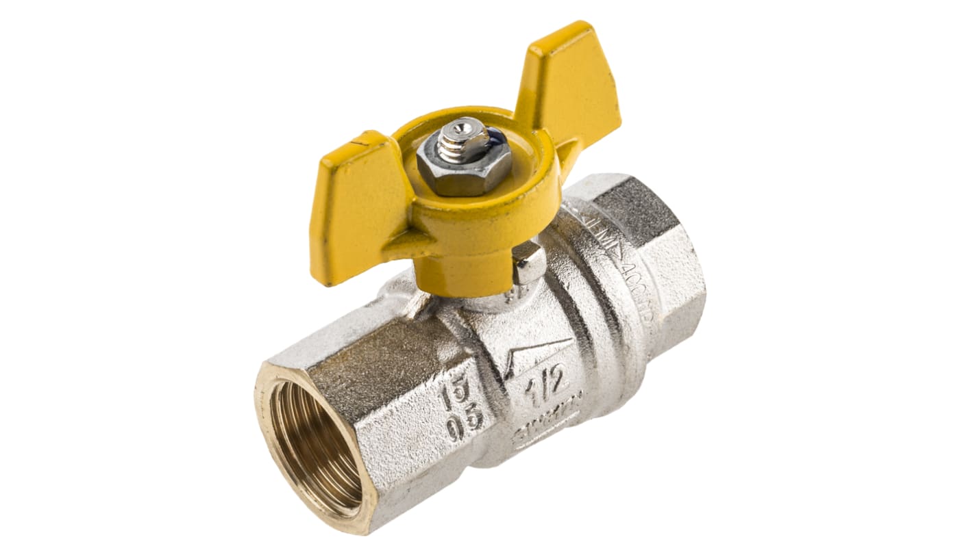 RS PRO Brass 2 Way, Ball Valve, BSPP 1/2in, 40 → 30bar Operating Pressure