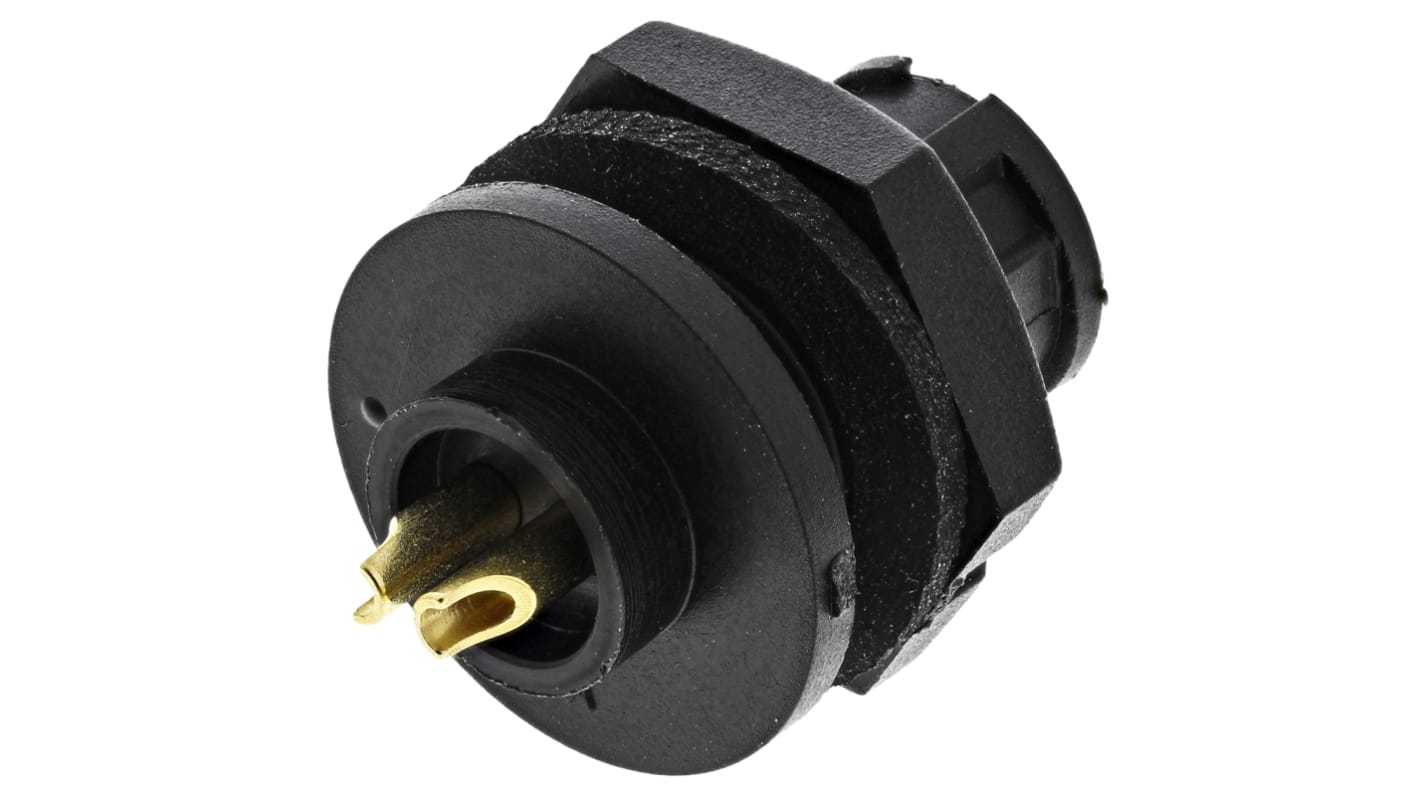 Switchcraft 超小型圆形连接器插座, 2芯, 面板安装, 焊接端接, 7.5A, 600.0 v, IP67, MICRO-CON-X系列