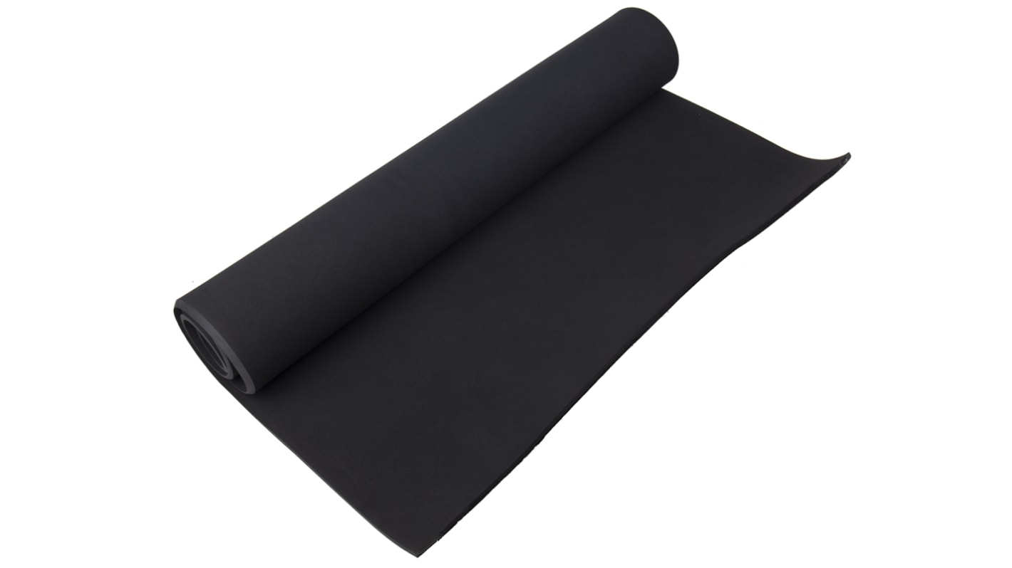 RS PRO Black Neoprene Sponge Rubber Sponge Sheet, 1m x 2m x 10mm