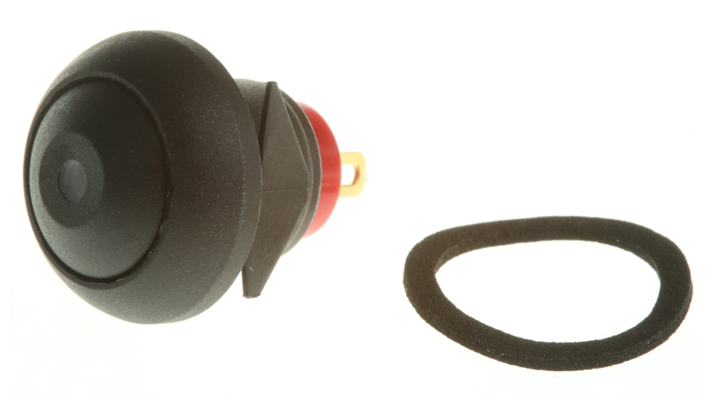 Interruptor de Botón Pulsador En Miniatura RS PRO, color de botón Negro, SPST, acción momentánea, 400 mA a 32 V ac,