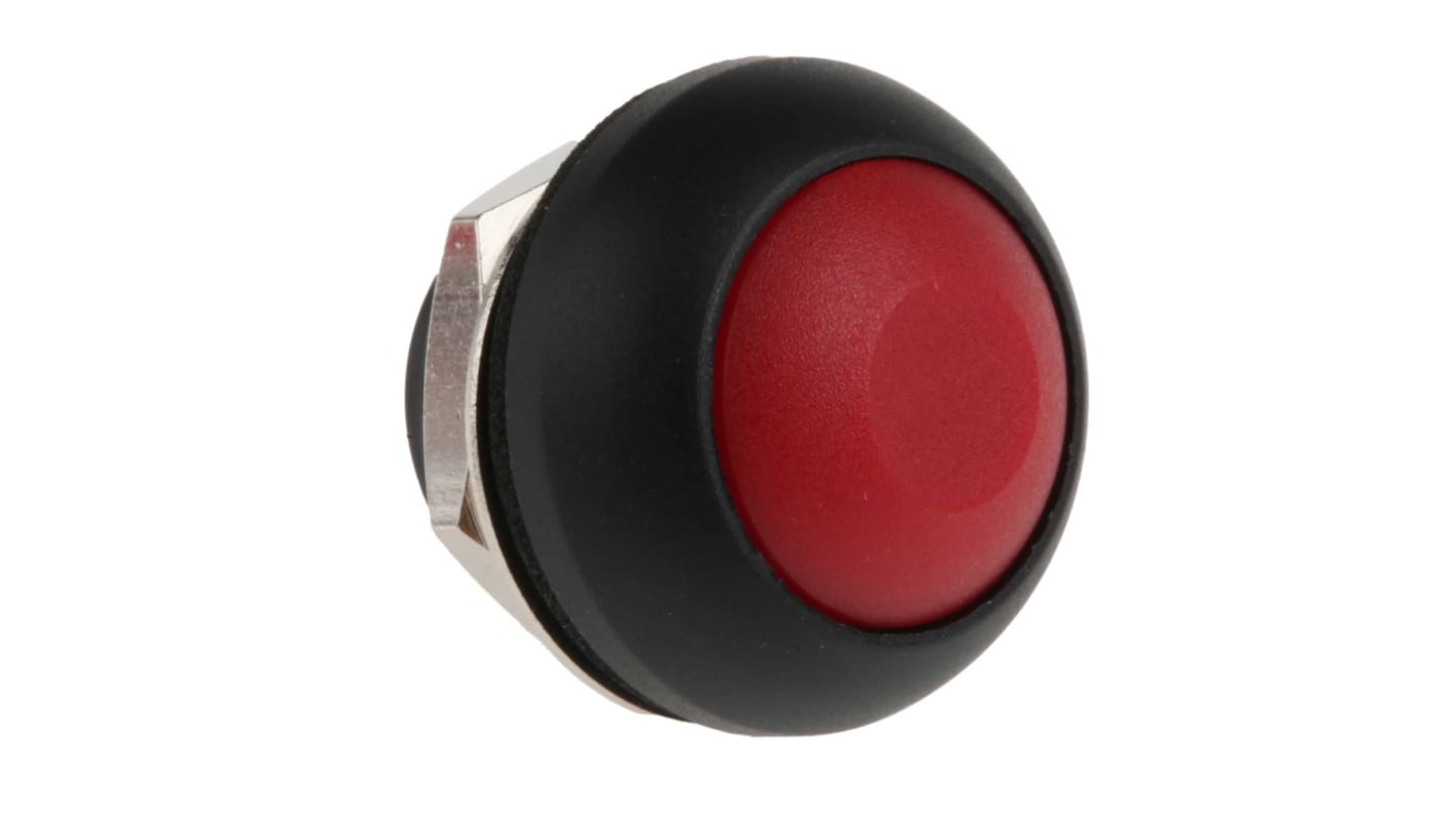 Interruptor de Botón Pulsador En Miniatura RS PRO, color de botón Rojo, SPST, On-(Off), 400 mA a 32 V ac, 32/50/125V