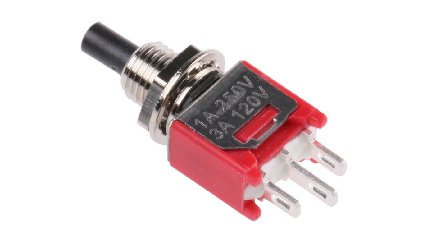 RS PRO Push Button Switch, Latching, Panel Mount, 4.95mm Cutout, SPST, 32/50/125V ac
