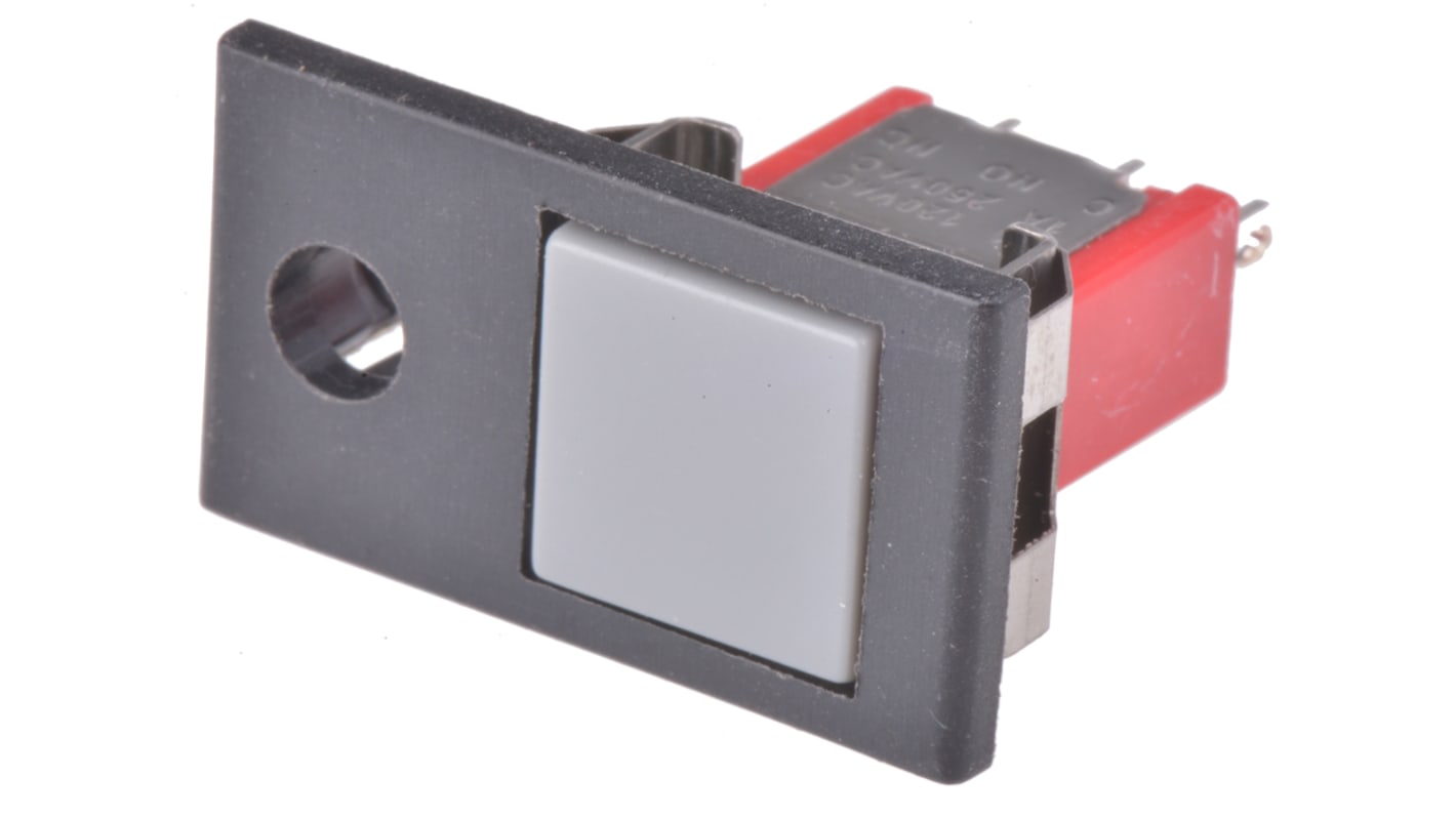 Interruptor de Botón Pulsador RS PRO, color de botón Gris, SPDT, acción momentánea, 3 A a 120 V ac, 32/50/125V ac,