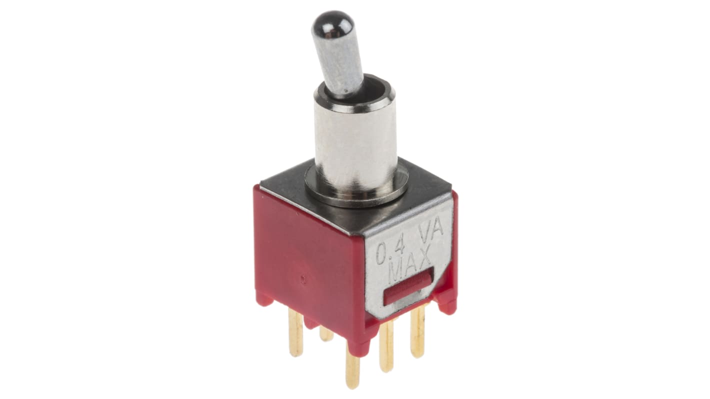 RS PRO 钮子开关, 双刀双掷, 关-(关)操作, 400 mA @20 V 直流, PCB安装, 通孔端子, 面板切口4.95mm