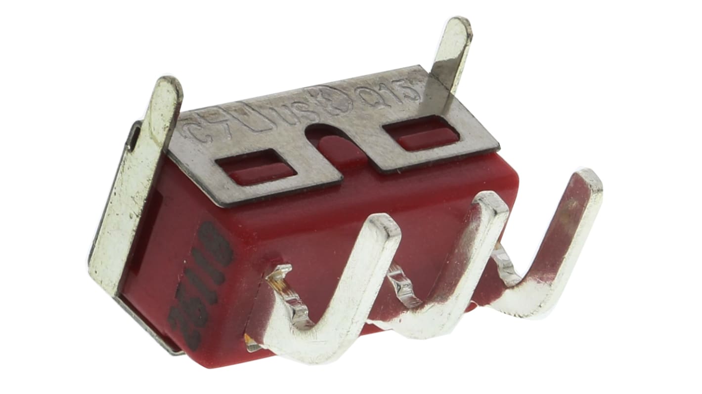 Interruptor de actuador deslizante SPDT, Enclavamiento, 5 A a 28 V dc, actuador lateral, Montaje en PCB