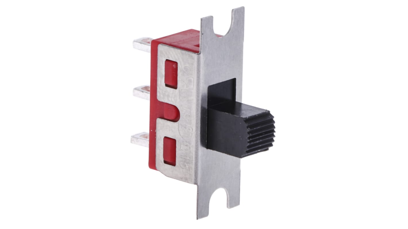 Interruptor de actuador deslizante SPDT, Enclavamiento, 5 A a 28 V dc, actuador superior, Montaje en Panel