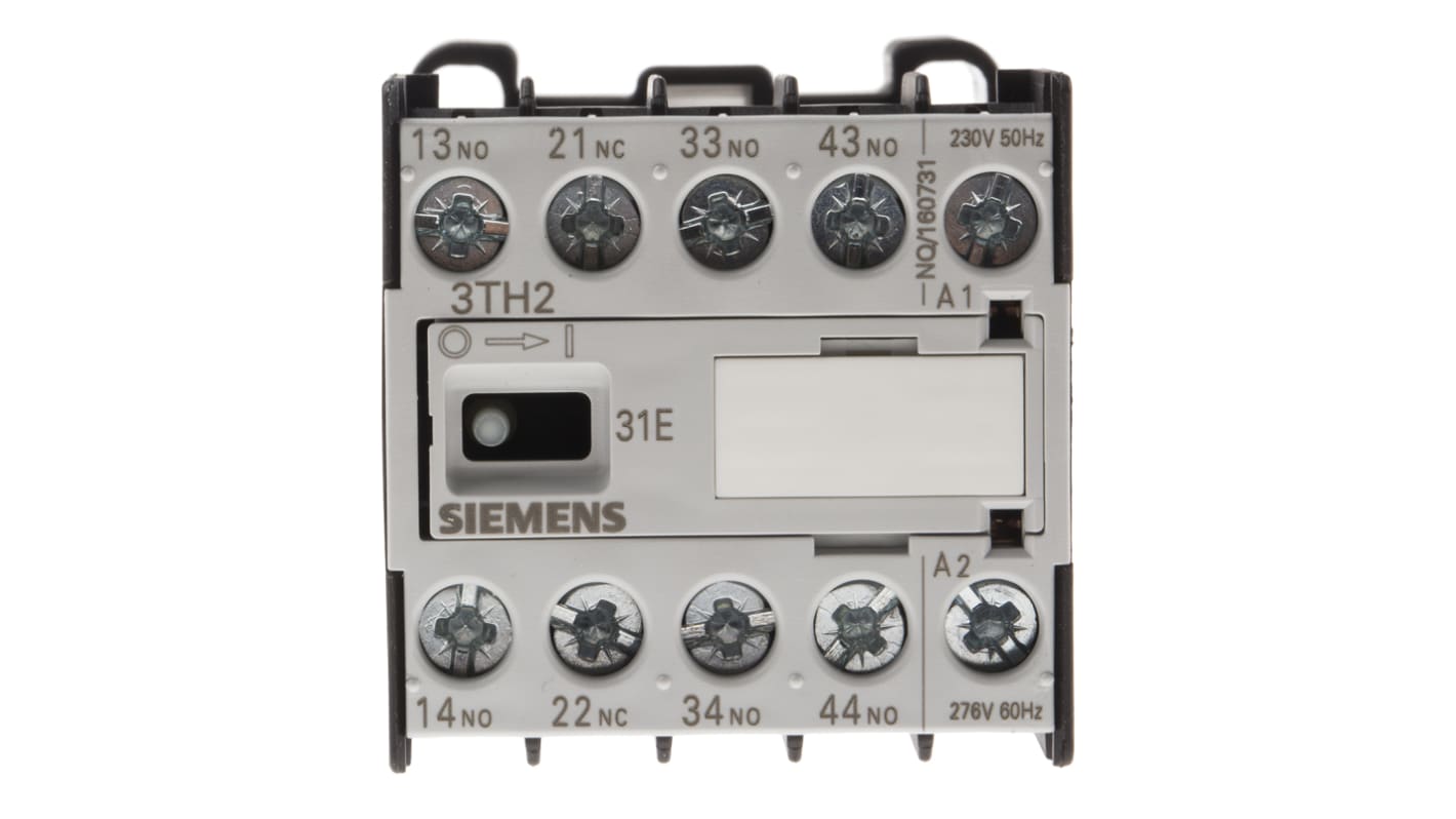 Siemens 3TH2 Contactor Relay 3NO + 1NC, 4 A Contact Rating, SIRIUS Innovation