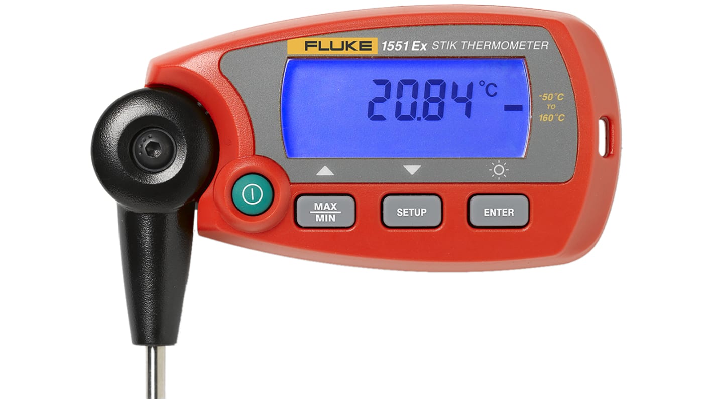 Fluke calibration 1551 Digitalt termometer, 1 Kanal, Ledningsforbundet, RTD, egensikker, RSCAL kalibreret