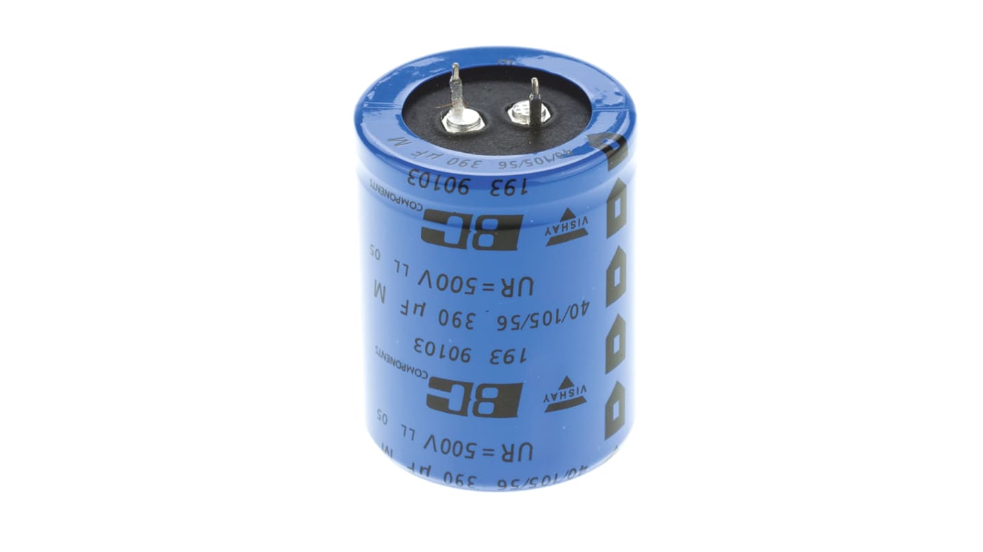 Vishay 390μF Aluminium Electrolytic Capacitor 500V dc, Snap-In - MAL219390103E3