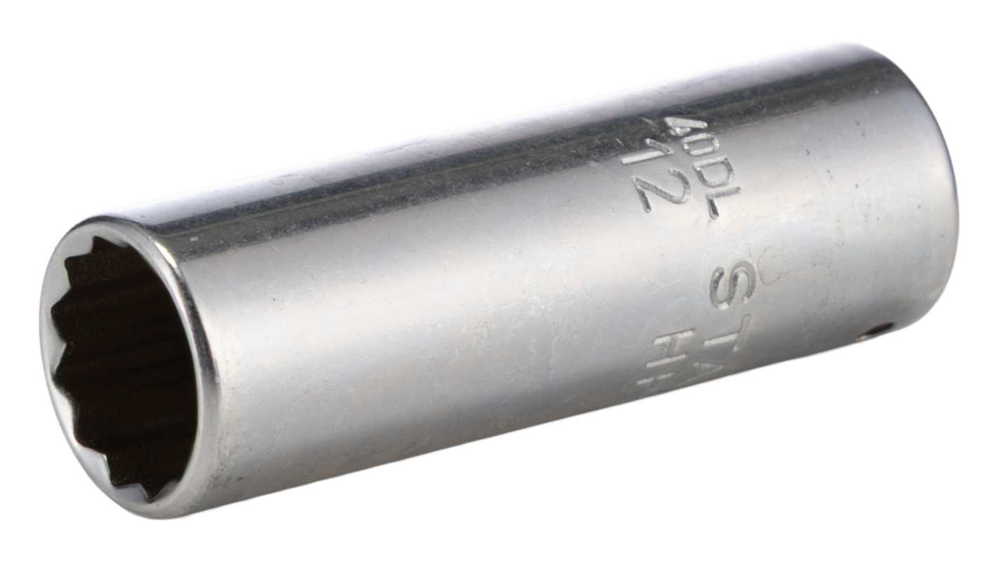 STAHLWILLE 1/4 in Drive 12mm Deep Socket, 12 point, 50 mm Overall Length