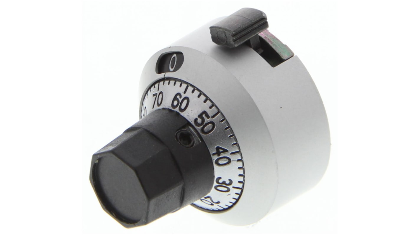 Bourns 22.2mm Chrome Potentiometer Knob for 6.35mm Shaft Splined, H-22-6A
