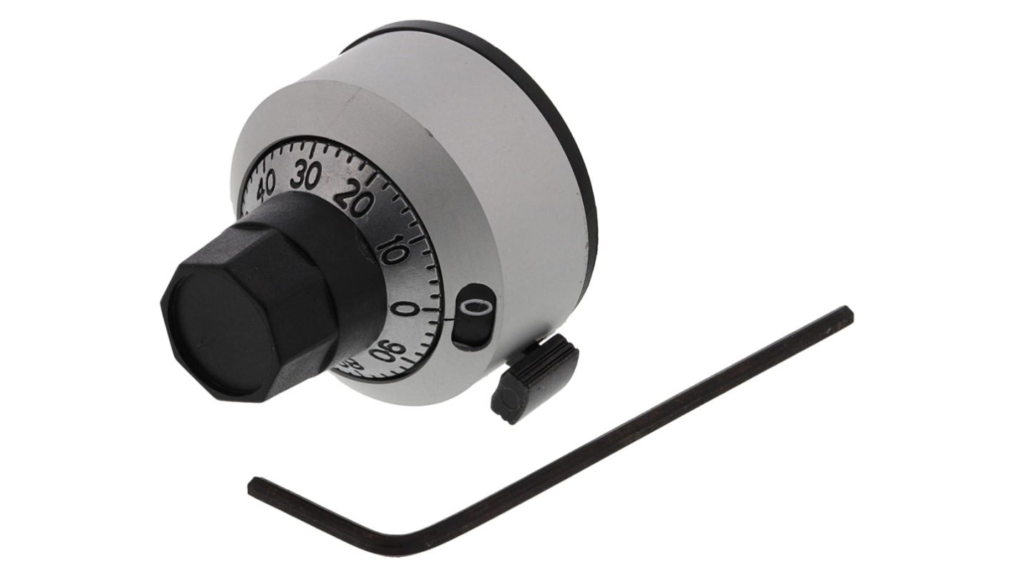Bourns 22.2mm Chrome Potentiometer Knob for 6mm Shaft Splined, H-22-6M