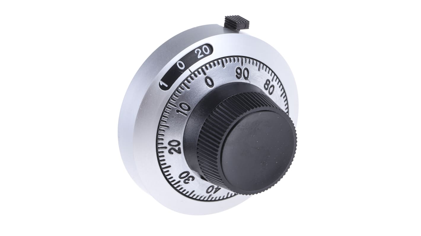 Bourns サテン ポテンショメータ ノブ, 6.35mm, 丸型軸 直径:46mm, ダイヤル