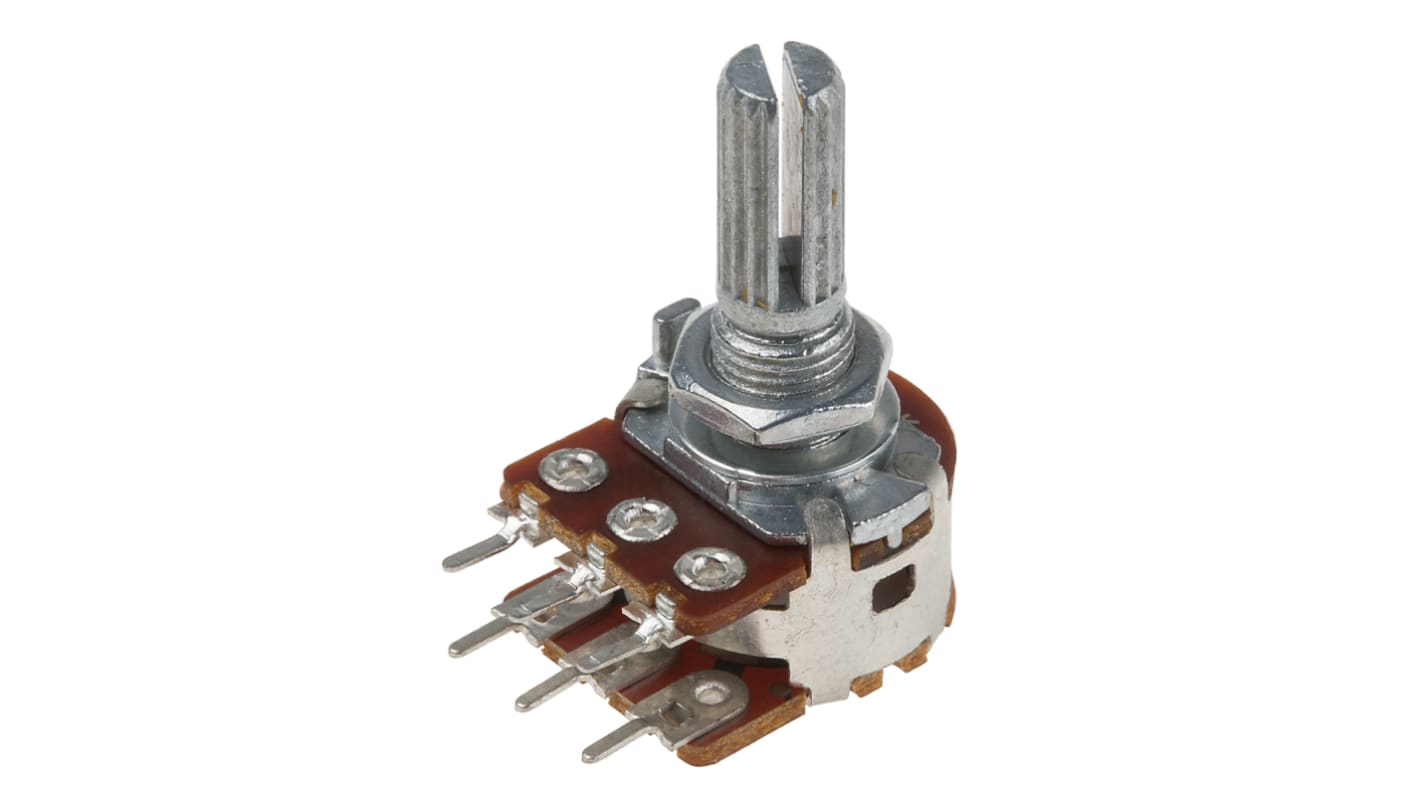 Bourns PDB18 100kΩ Rotary Potentiometer 2-Gang, Panel Mount (Through Hole), PDB182-K220K-104B