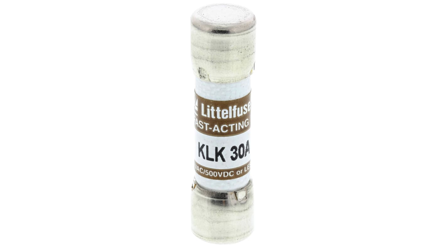 Cartouche fusible Littelfuse KLK, 30A 10 x 38mm Type F 500 V dc, 600V c.a.