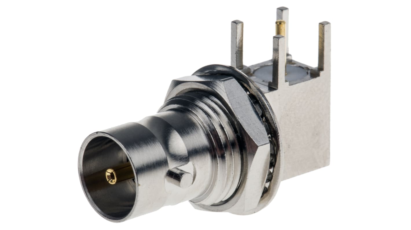 RS PRO, Jack PCB Mount BNC Connector, 75Ω, Crimp Termination, Right Angle Body