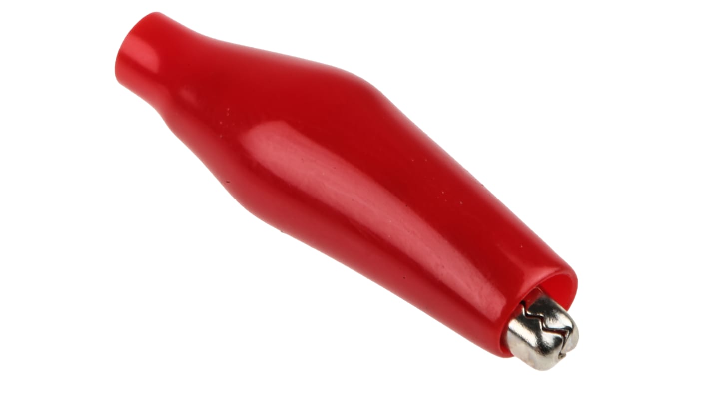 RS PRO Vernickelte Krokodilklemme, Rot PVC isoliert