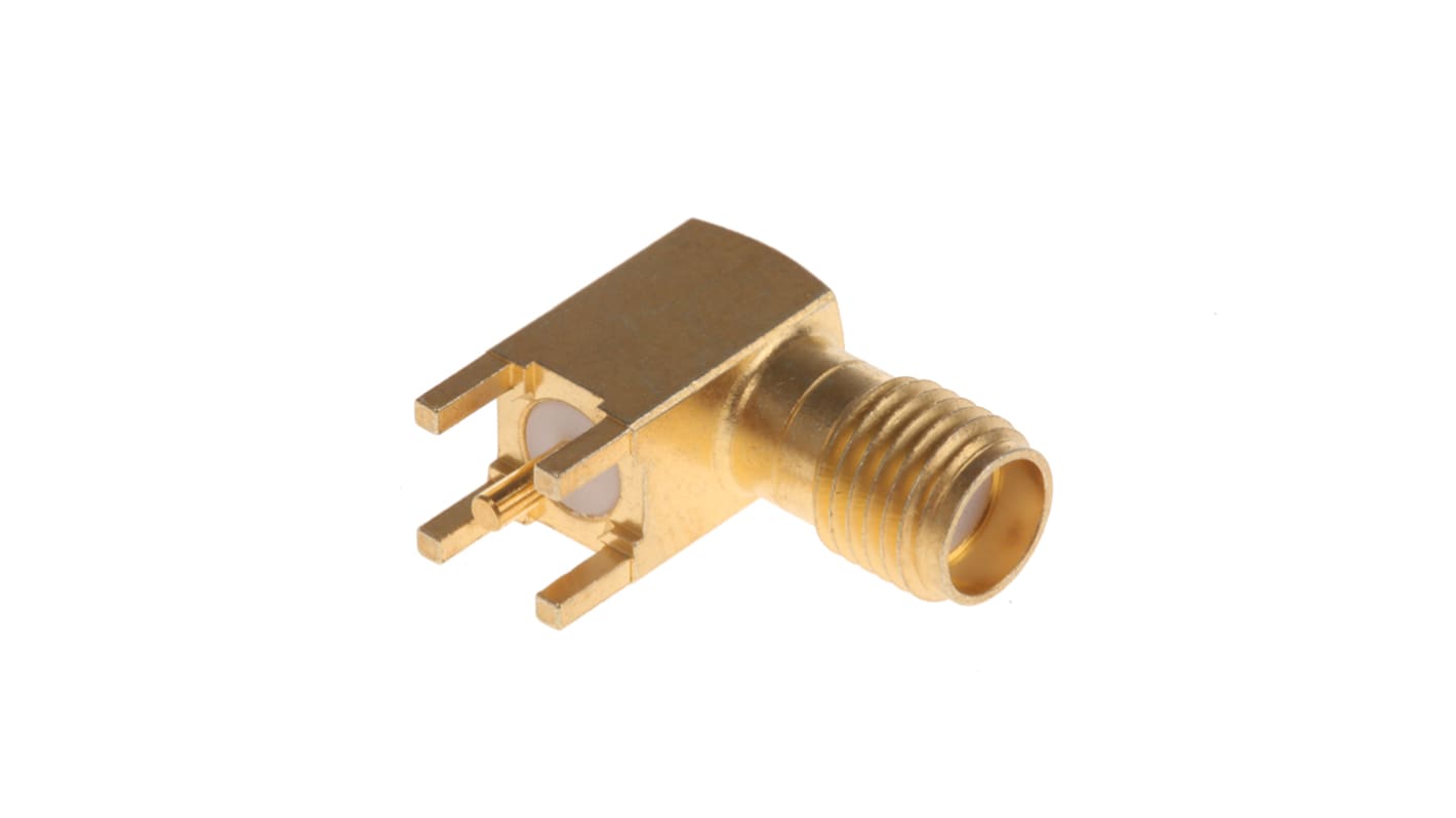 RS PRO, jack PCB Mount, 50Ω, Solder Termination, Right Angle Body