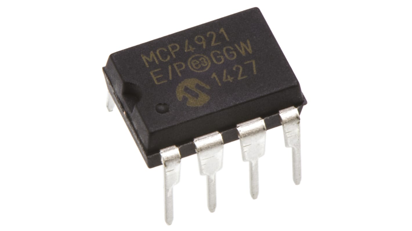 Microchip, DAC 12 bit- 1%FSR Serial (SPI/Microwire), 8-Pin PDIP