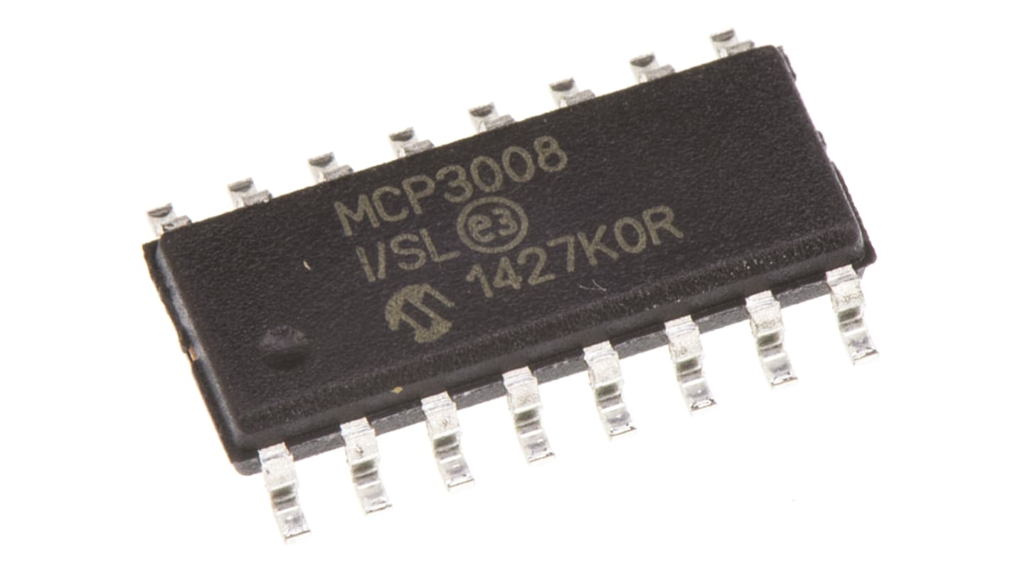 MCP3008-I/SL | Microchip, Octal 10-bit- ADC 200ksps, 16-Pin