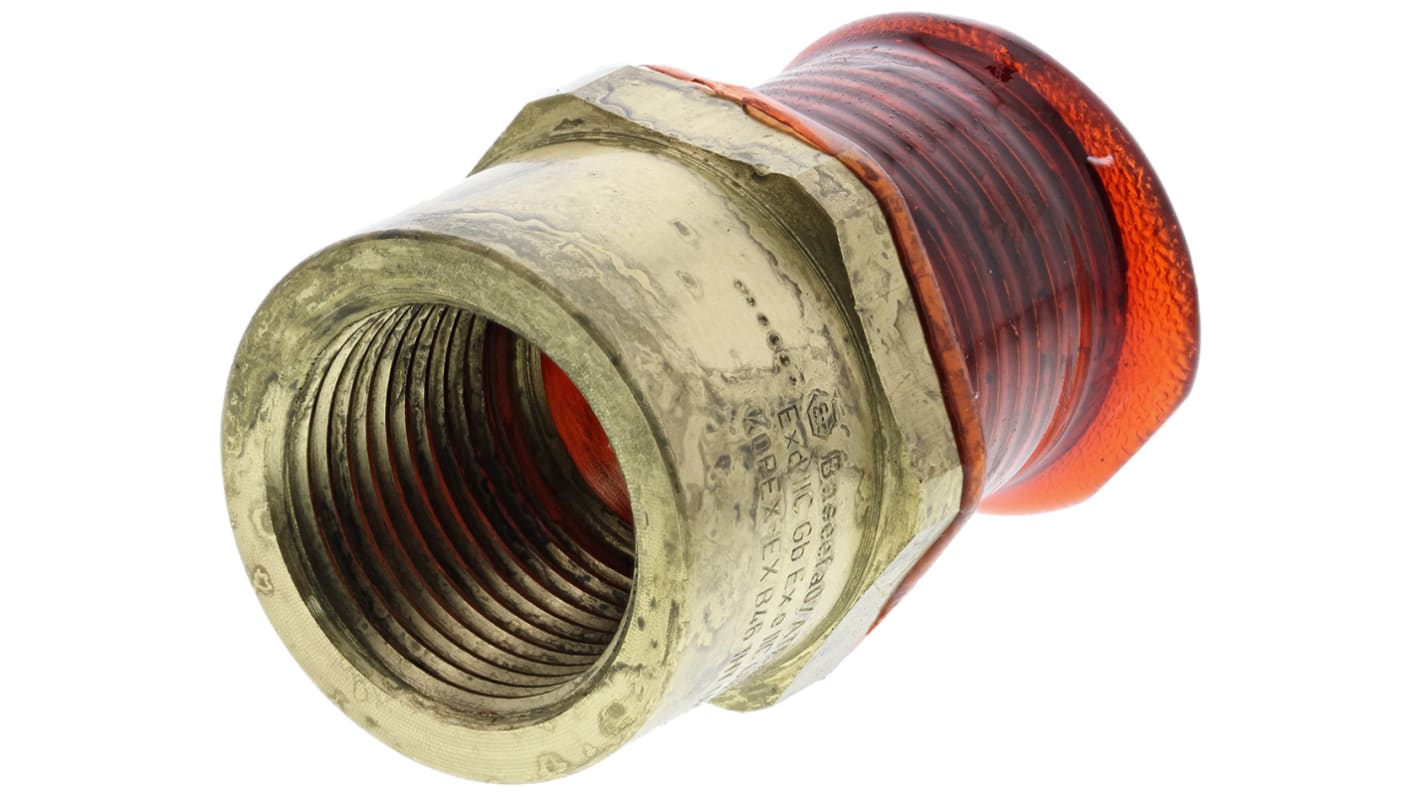 Kopex Thread Converter, Conduit Fitting, 20mm Nominal Size, 1/2 Inch NPT → M20, Brass