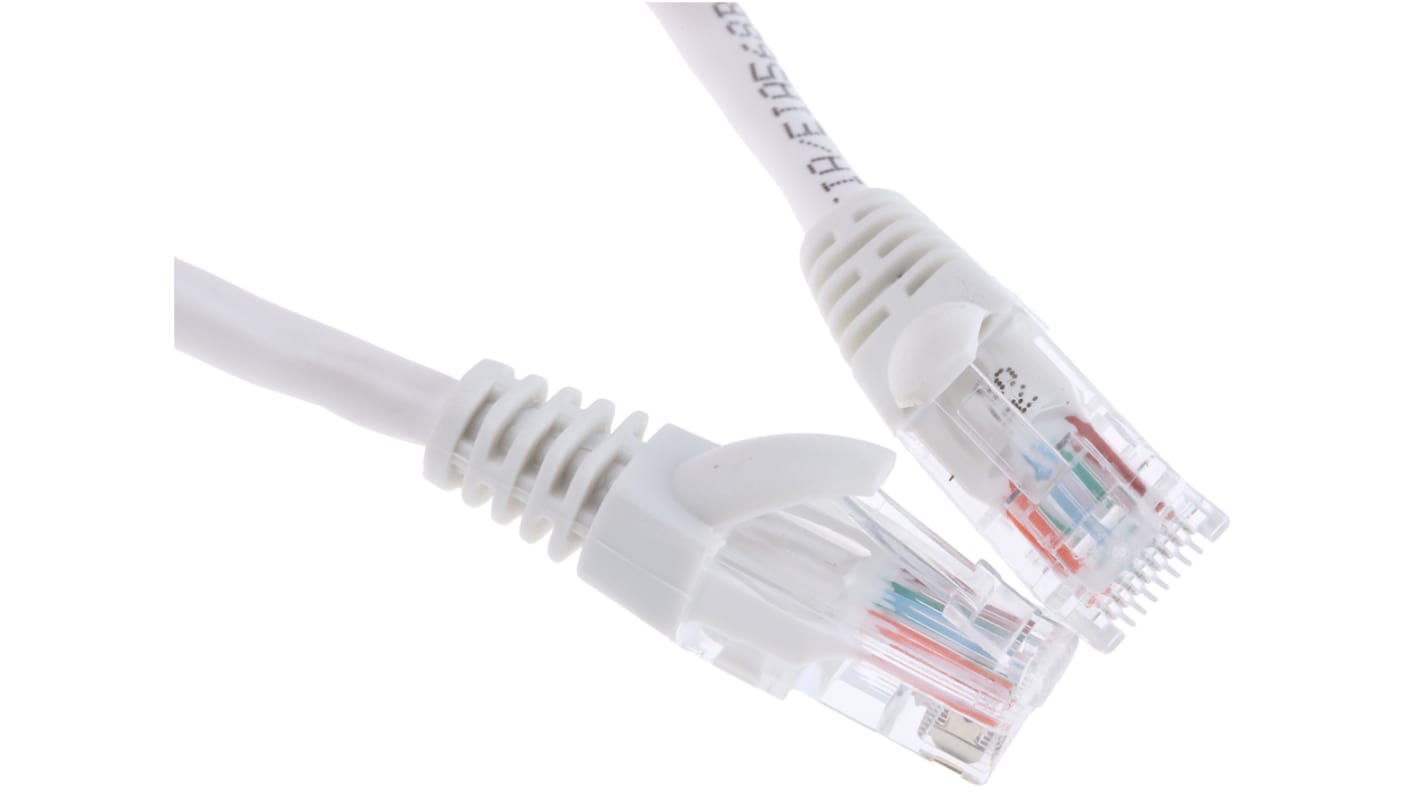 RS PRO Cat5e Uskærmet Ethernet-kabel, RJ45 Han til RJ45 Han, Hvid PVC kappe, 0.5m