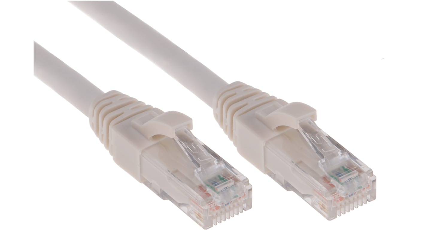 RS PRO, 5m Cat5e, White RJ45 to Male RJ45 Male, U/UTPUnshielded, Terminated PVC Sheath