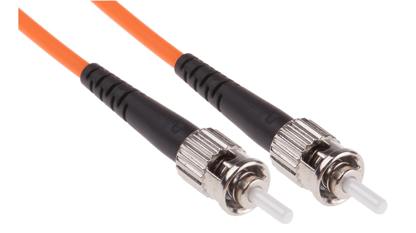 RS PRO ST to ST Simplex Multi Mode OM1 Fibre Optic Cable, 62.5/125μm, Orange, 20m