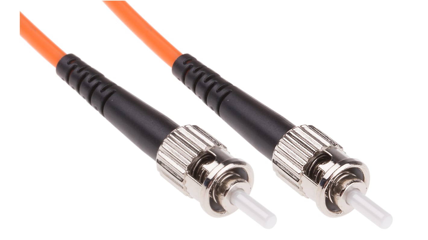 RS PRO ST to ST Simplex Multi Mode OM1 Fibre Optic Cable, 62.5/125μm, Orange, 50m