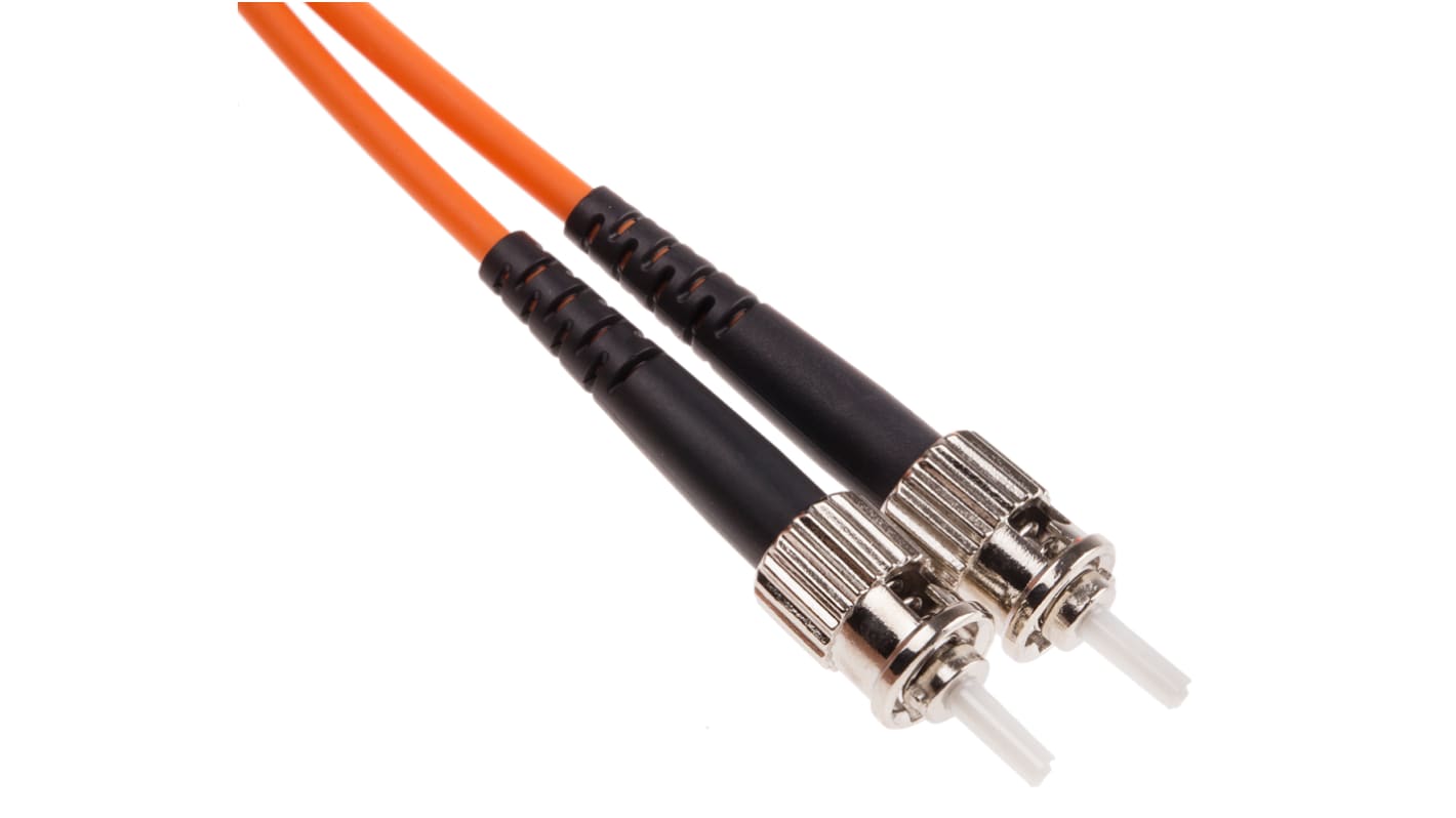 RS PRO ST to ST Simplex Multi Mode OM1 Fibre Optic Cable, 62.5/125μm, Orange, 25m