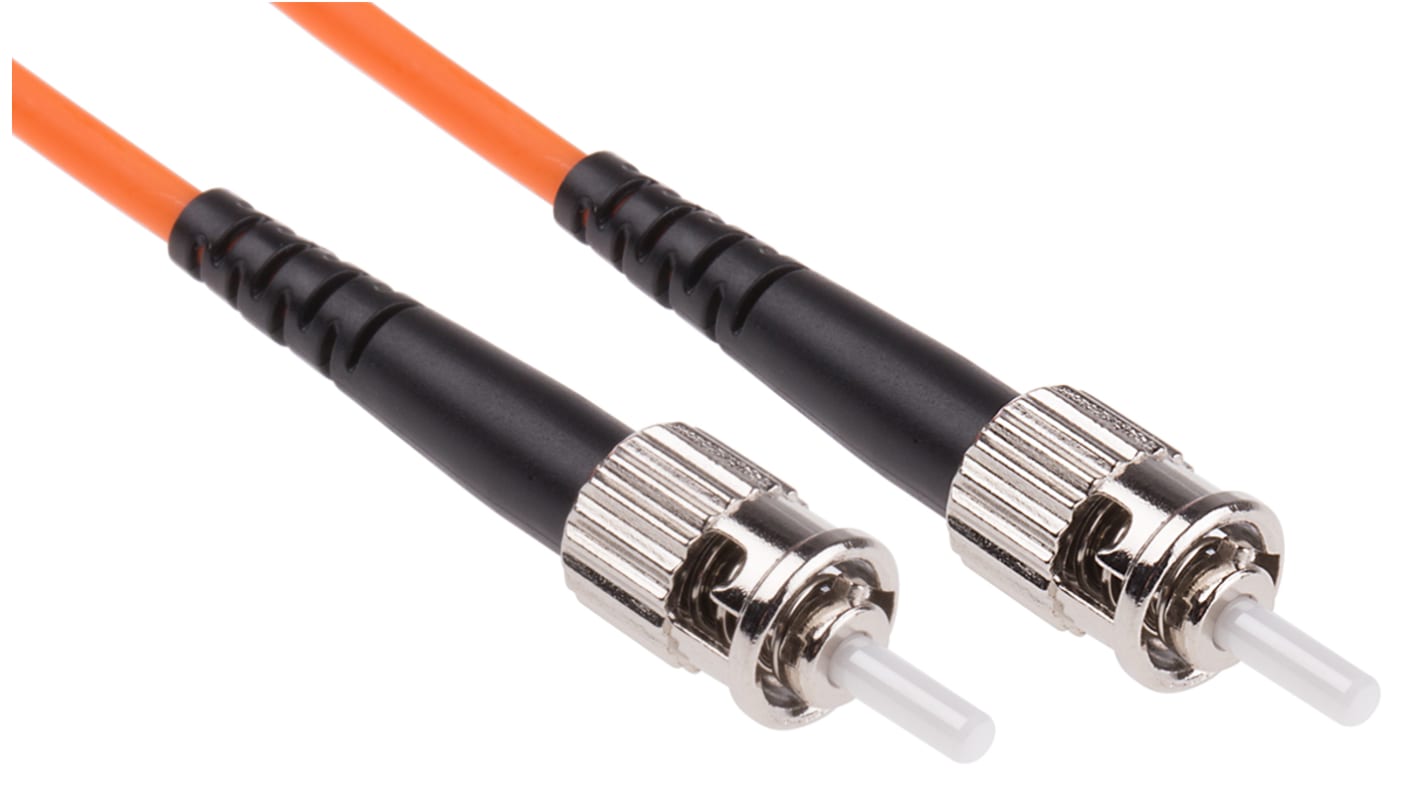 RS PRO ST to ST Simplex Multi Mode OM1 Fibre Optic Cable, 62.5/125μm, Orange, 30m