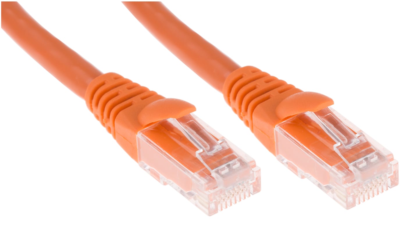 RS PRO Cat6 Male RJ45 to Male RJ45 Ethernet Cable, U/UTP, Orange LSZH Sheath, 1m