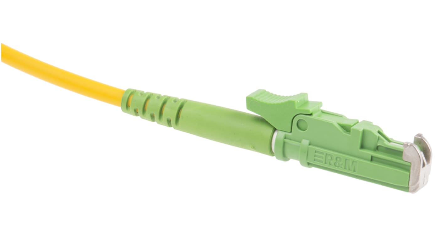 RS PRO E-2000 to E-2000 Simplex Single Mode OS1 Fibre Optic Cable, 9/125μm, Yellow, 100m