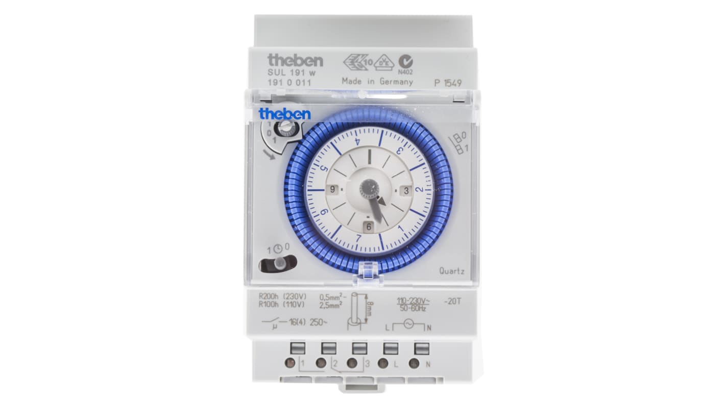 Theben Analogue DIN Rail Time Switch 110 → 230 V ac, 1-Channel