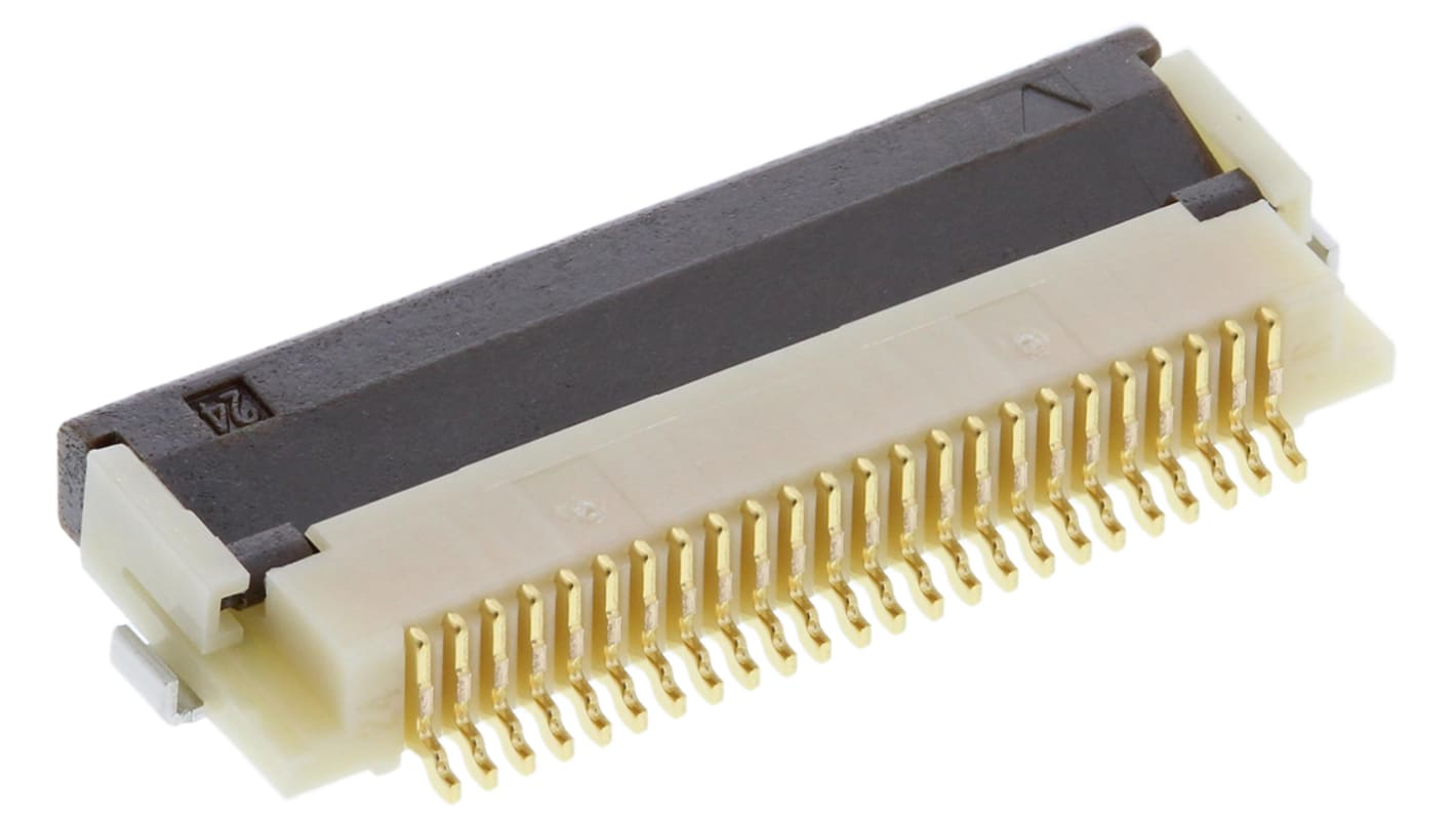 Hirose FPC连接器, 母座, 24p, 0.5mm间距, 单排, SMT安装, 直角, 500mA, 50 V 交流, FH12系列