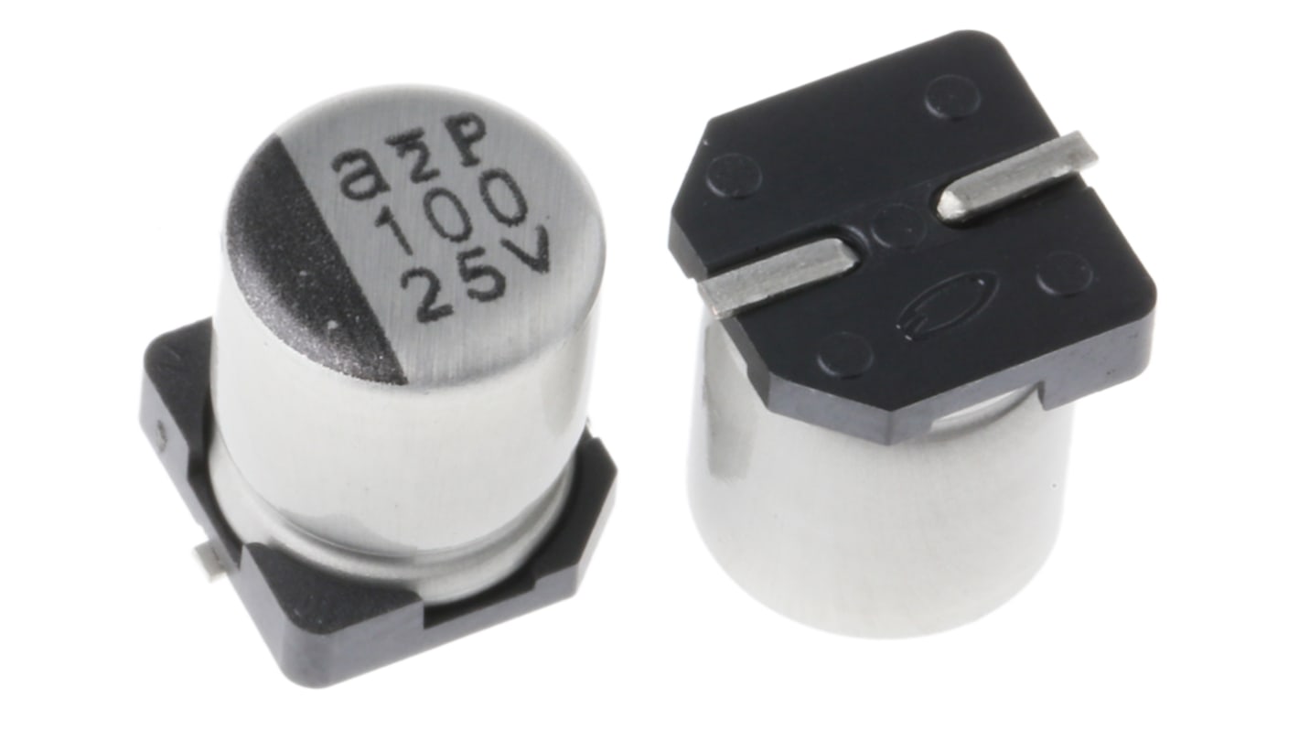 Nichicon 100μF Aluminium Electrolytic Capacitor 25V dc, Surface Mount - UWT1E101MCL1GS